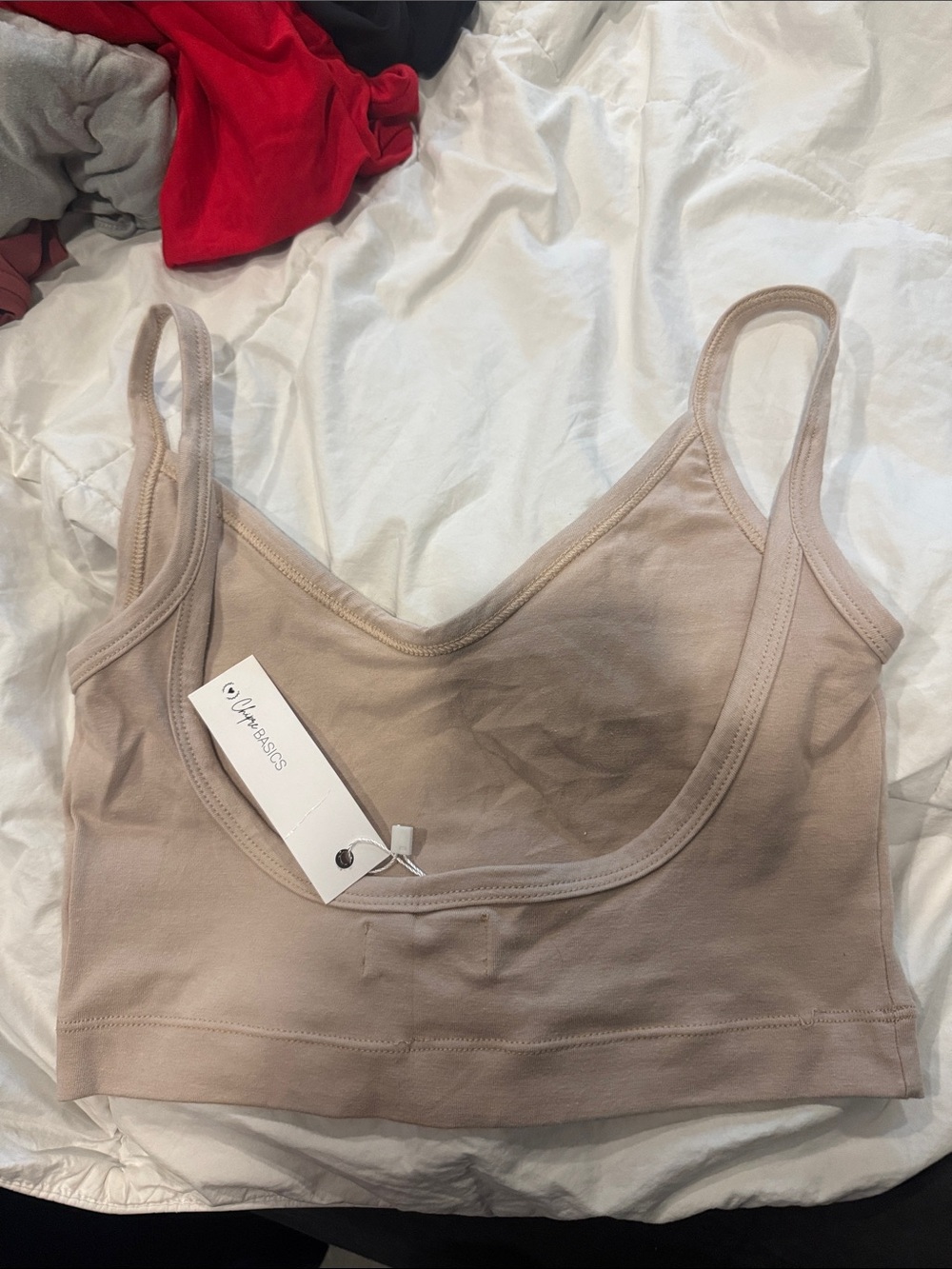 Chipre Denim Scoop Neck backless tank - Nude
